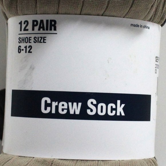 12 Pair Men's Shoe Size 6 - 12 George Brand 100% Nylon Brown & Tan Crew Socks - Picture 3 of 7